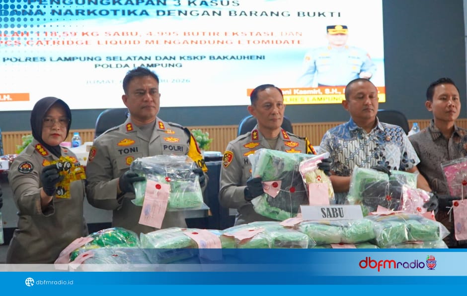 Kapolda Lampung Rilis Pengungkapan Tiga Kasus Narkotika, Sita Barang Bukti Rp131,43 Miliar