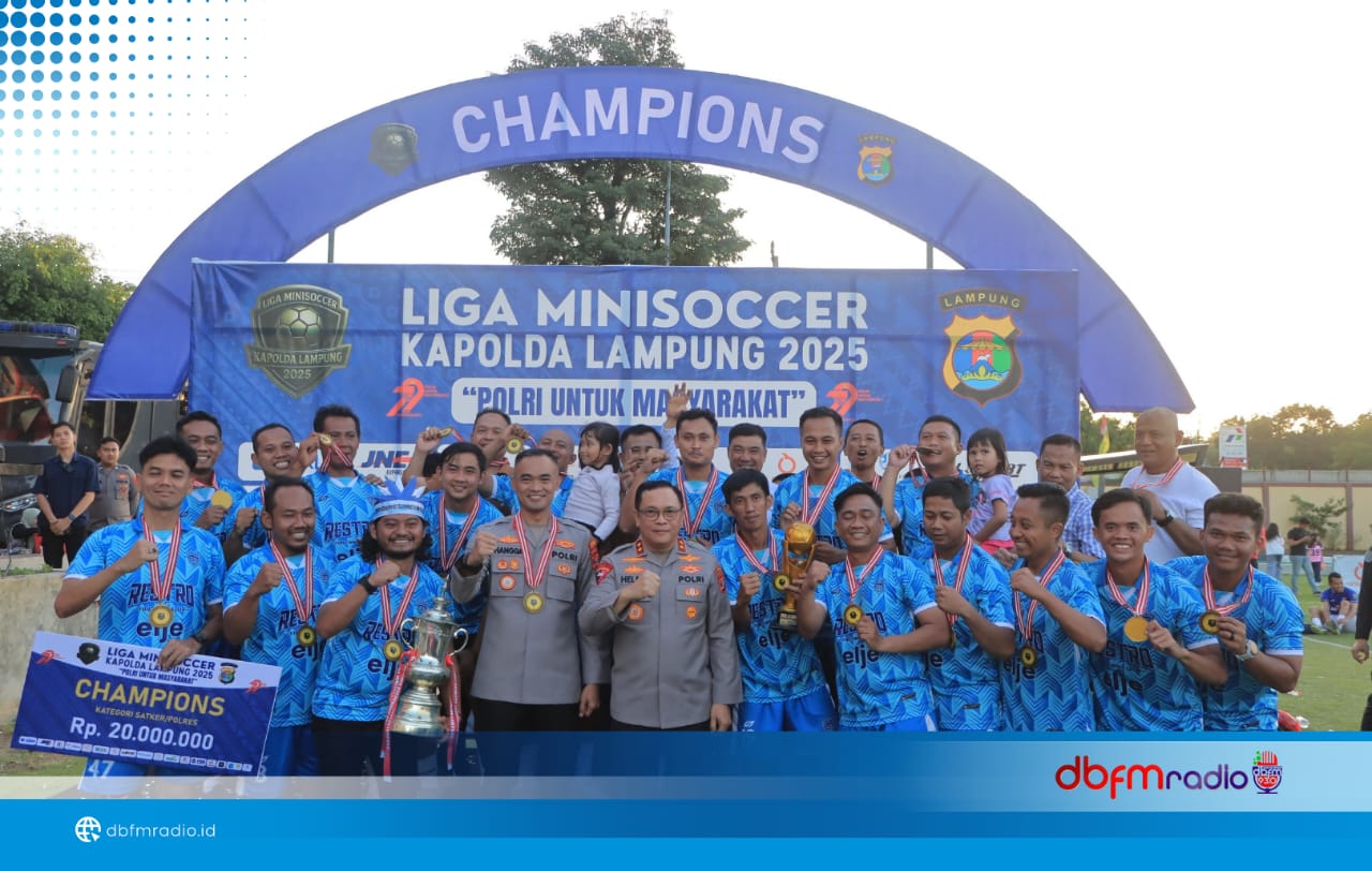 Liga Minisoccer Kapolda Cup Lampung 2025 Resmi Ditutup, Amika FC, IPC Pelindo, dan Polres Metro Jadi Juara