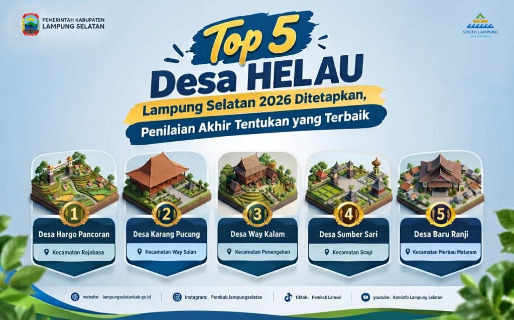 Lima Desa Masuk Top 5 Lomba Desa HELAU Lampung Selatan 2026, Siap Jalani Penilaian Final