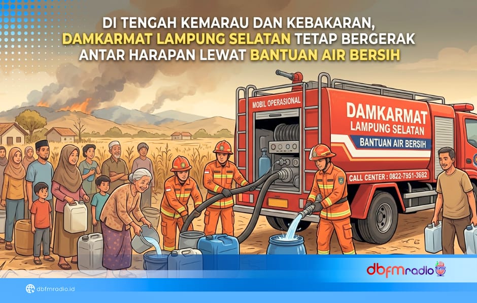 Melawan Kekeringan, Damkarmat Lampung Selatan Distribusikan 97 Ribu Liter Air Bersih