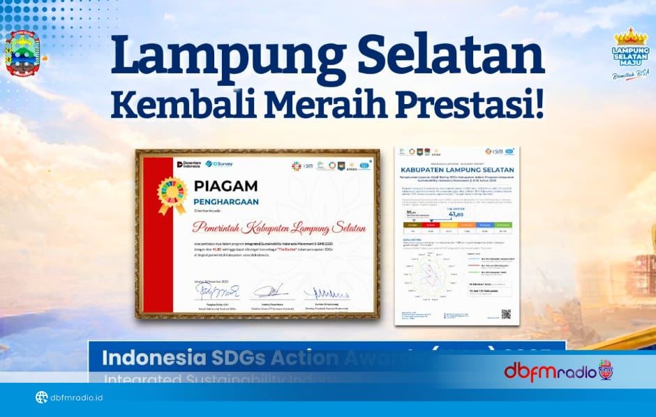 Lampung Selatan Tembus 12 Besar Nasional SDGs, Raih Penghargaan I-SIM 2025
