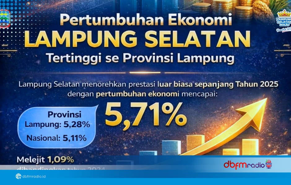 Lampung Selatan Tumbuh 5,71 Persen, Tertinggi di Provinsi Lampung dan Lampaui Nasional